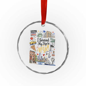 I Survived My Trip To NYC Iconic Symbols Graphic Crystal Glass Ornament Funny New York City Travel Humor Vacation Souvernir