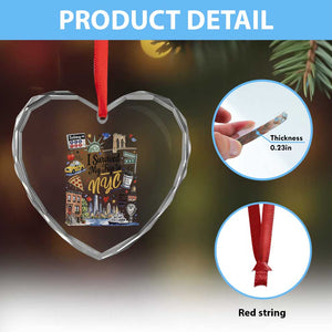 I Survived My Trip To NYC Iconic Symbols Graphic Heart Crystal Glass Ornament Funny New York City Travel Humor Vacation Souvernir