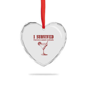 I Survived Patricia's Sunset Cocktails Heart Crystal Glass Ornament Vintage 90s Trendy TV Show Movie