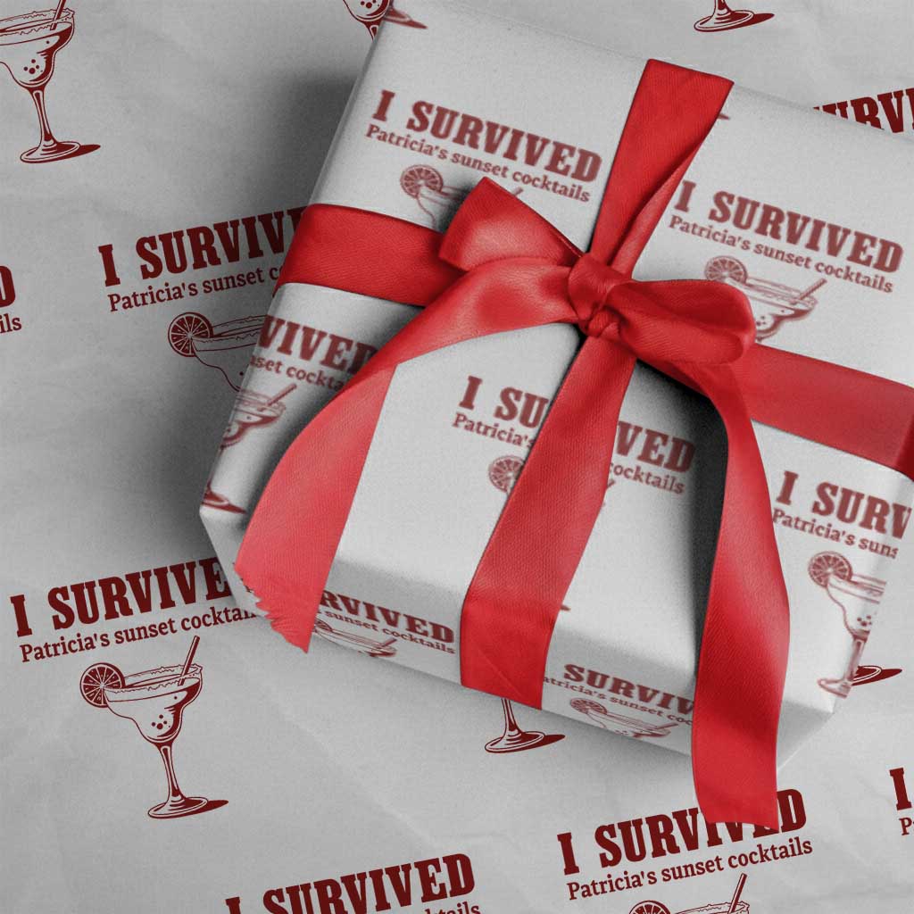 I Survived Patricia's Sunset Cocktails Wrapping Paper Roll Vintage 90s Trendy TV Show Movie