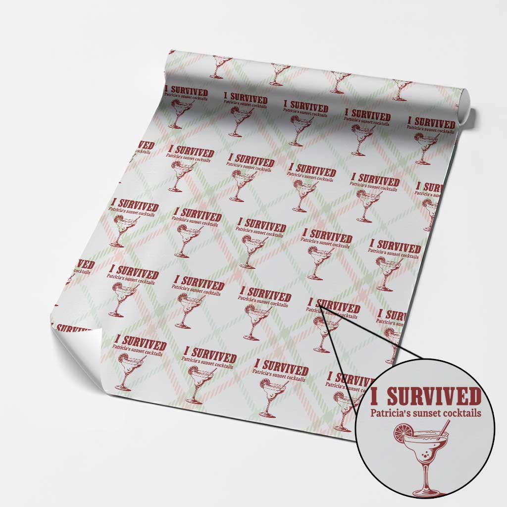 I Survived Patricia's Sunset Cocktails Wrapping Paper Roll Vintage 90s Trendy TV Show Movie