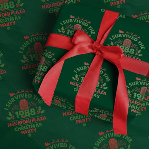 I Survived The 1988 Nakatomi Plaza Christmas Party Wrapping Paper Roll Vintage Mistletoe TS11 Green Print Your Wear