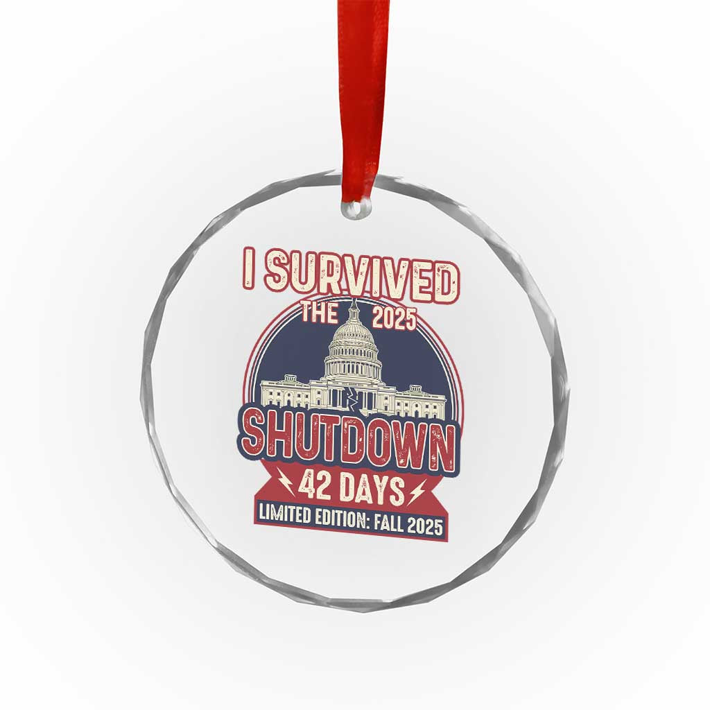 I Survived the 2025 Shutdown Crystal Glass Ornament Funny Government Closure Parody Political Humor TS02 Print Your Wear