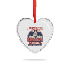 I Survived the 2025 Shutdown Heart Crystal Glass Ornament Funny Government Closure Parody Political Humor TS02 Print Your Wear