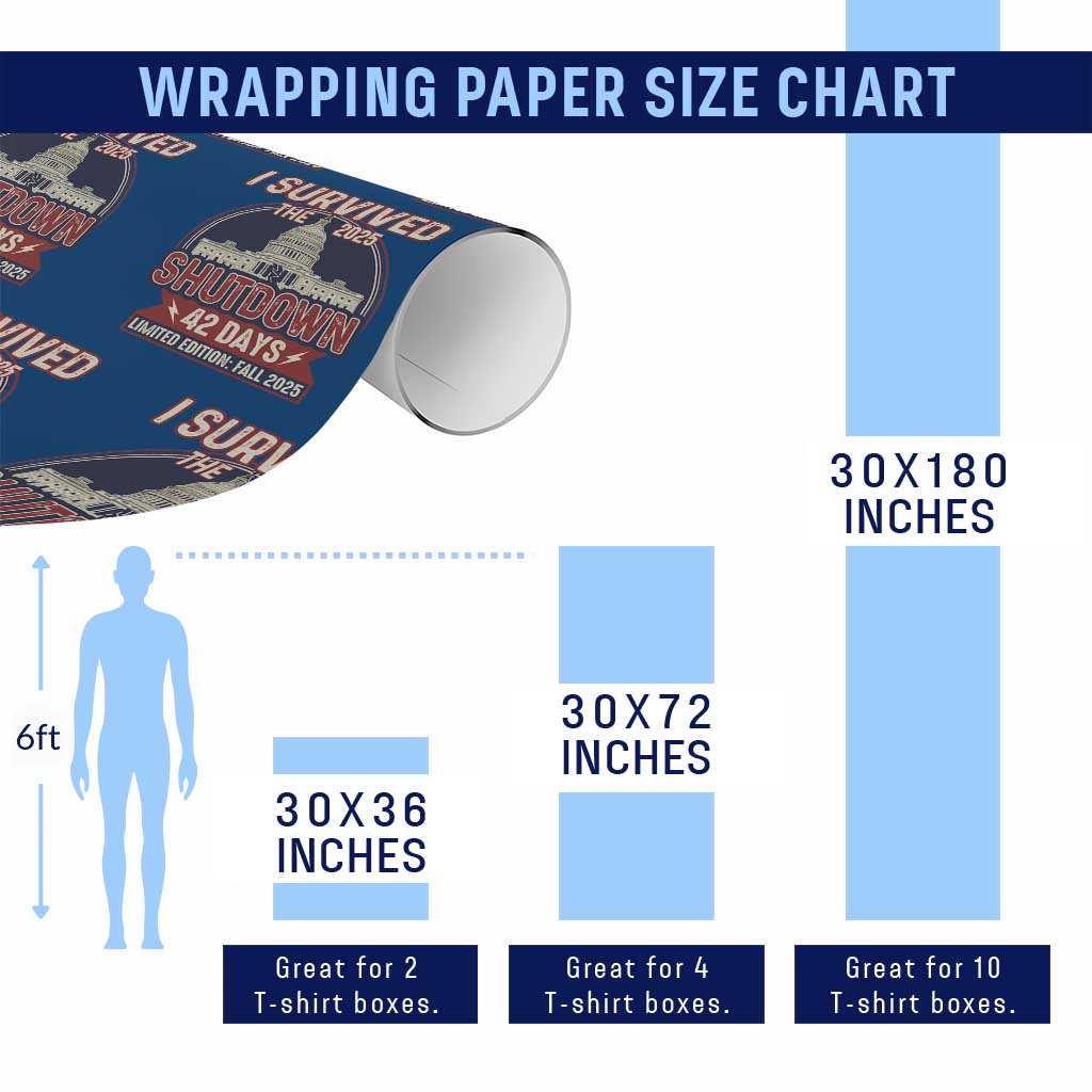 I Survived the 2025 Shutdown Wrapping Paper Roll Funny Government Closure Parody Political Humor TS02 Print Your Wear