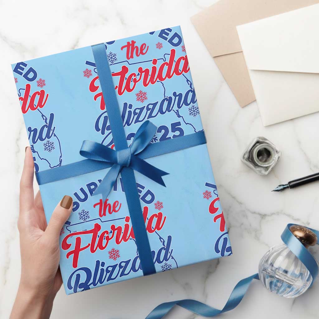 I Survived The Florida Blizzard Of 2025 Wrapping Paper Roll TS02 Light Blue Print Your Wear