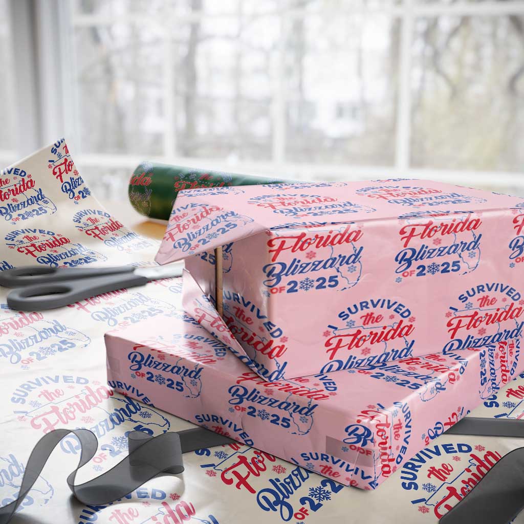 I Survived The Florida Blizzard Of 2025 Wrapping Paper Roll TS02 Light Pink Print Your Wear