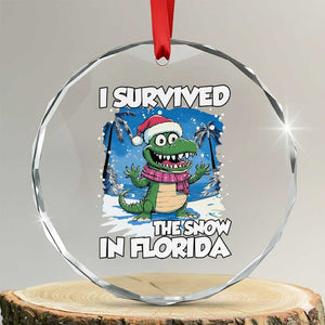 I Survived The Snow In Florida Crystal Glass Ornament Funny Crocodile TS02 Transparent Glass 3'' Circle Print Your Wear