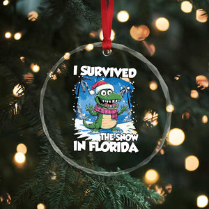 I Survived The Snow In Florida Crystal Glass Ornament Funny Crocodile TS02 Print Your Wear