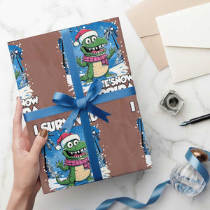 I Survived The Snow In Florida Wrapping Paper Roll Funny Crocodile TS02 Mocha Print Your Wear