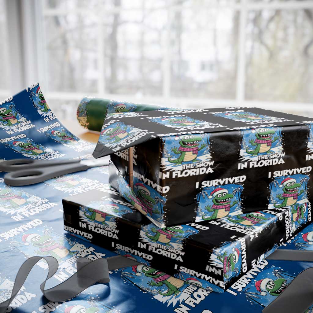 I Survived The Snow In Florida Wrapping Paper Roll Funny Crocodile TS02 Black Print Your Wear