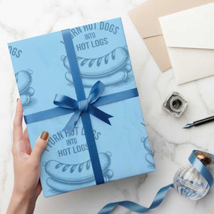 I Turn Hot Dogs Into Hot Logs Wrapping Paper Roll Funny Food Pun for BBQ Bros Toilet Humor Kings TS02 Light Blue Print Your Wear