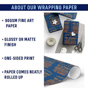 I Want To Be So Full Of Christ Wrapping Paper Roll Funny Christian Prayer Religious Cross TS11 Print Your Wear