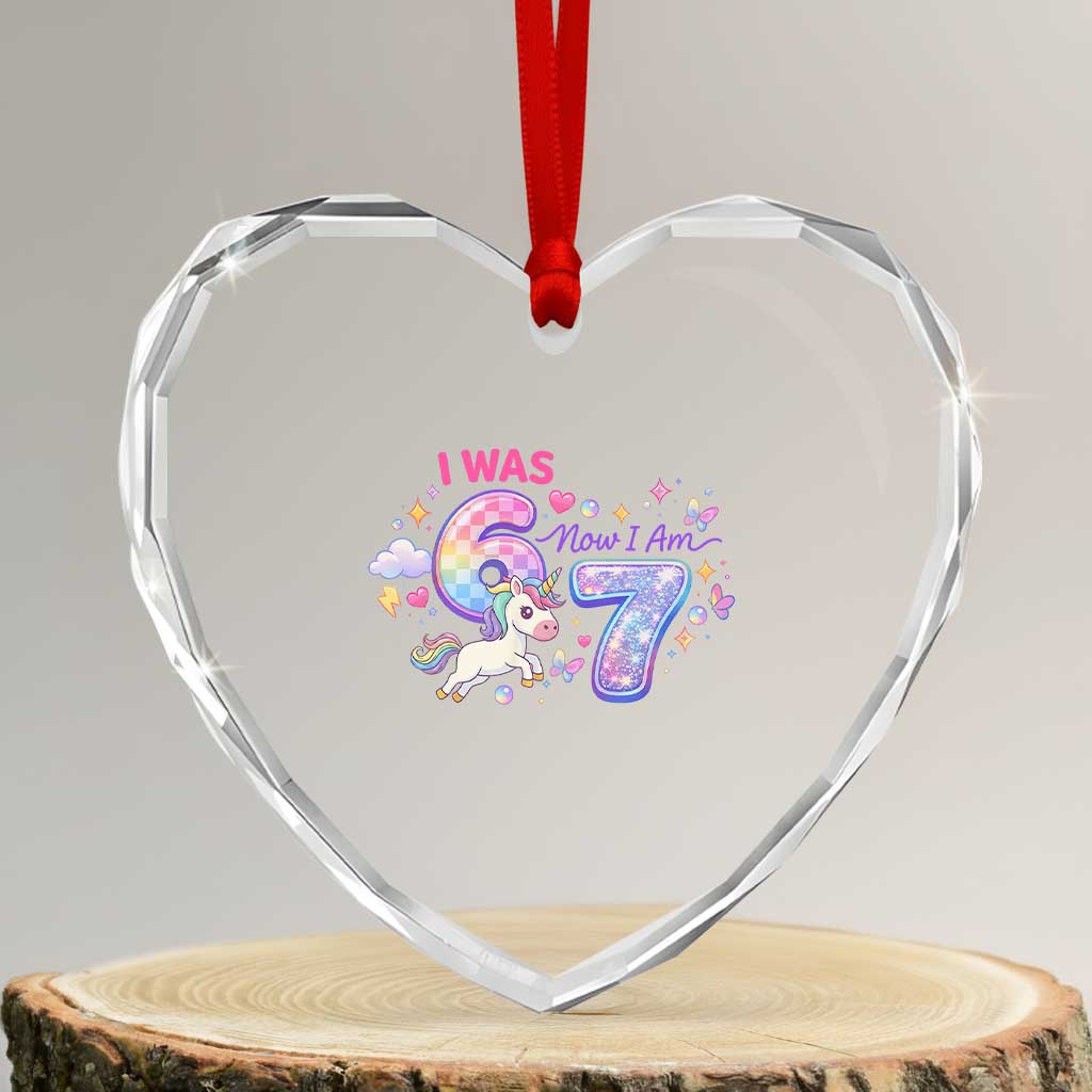I Was 6 Now I Am 7 Heart Crystal Glass Ornament Funny Birthday Alpha Kids TS12 Transparent Glass 3'' Heart Print Your Wear