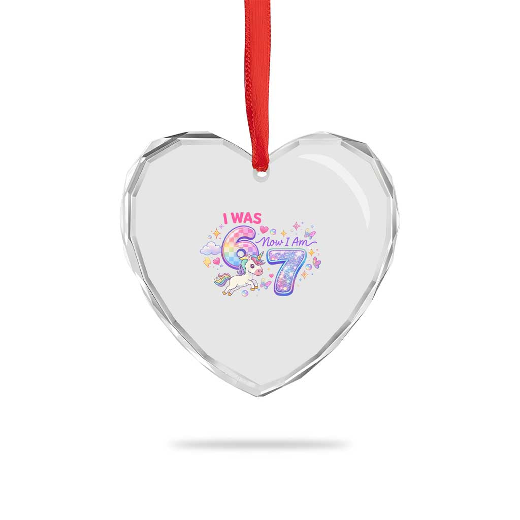 I Was 6 Now I Am 7 Heart Crystal Glass Ornament Funny Birthday Alpha Kids TS12 Print Your Wear