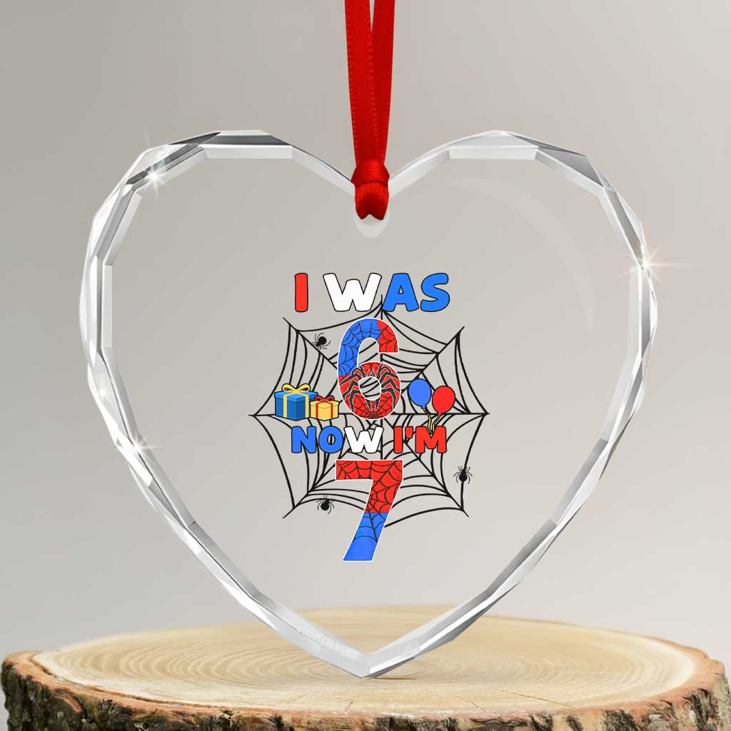 I Was 6 Now I Am 7 Heart Crystal Glass Ornament Spider Themed Birthday Boy TS12 Transparent Glass 3'' Heart Print Your Wear