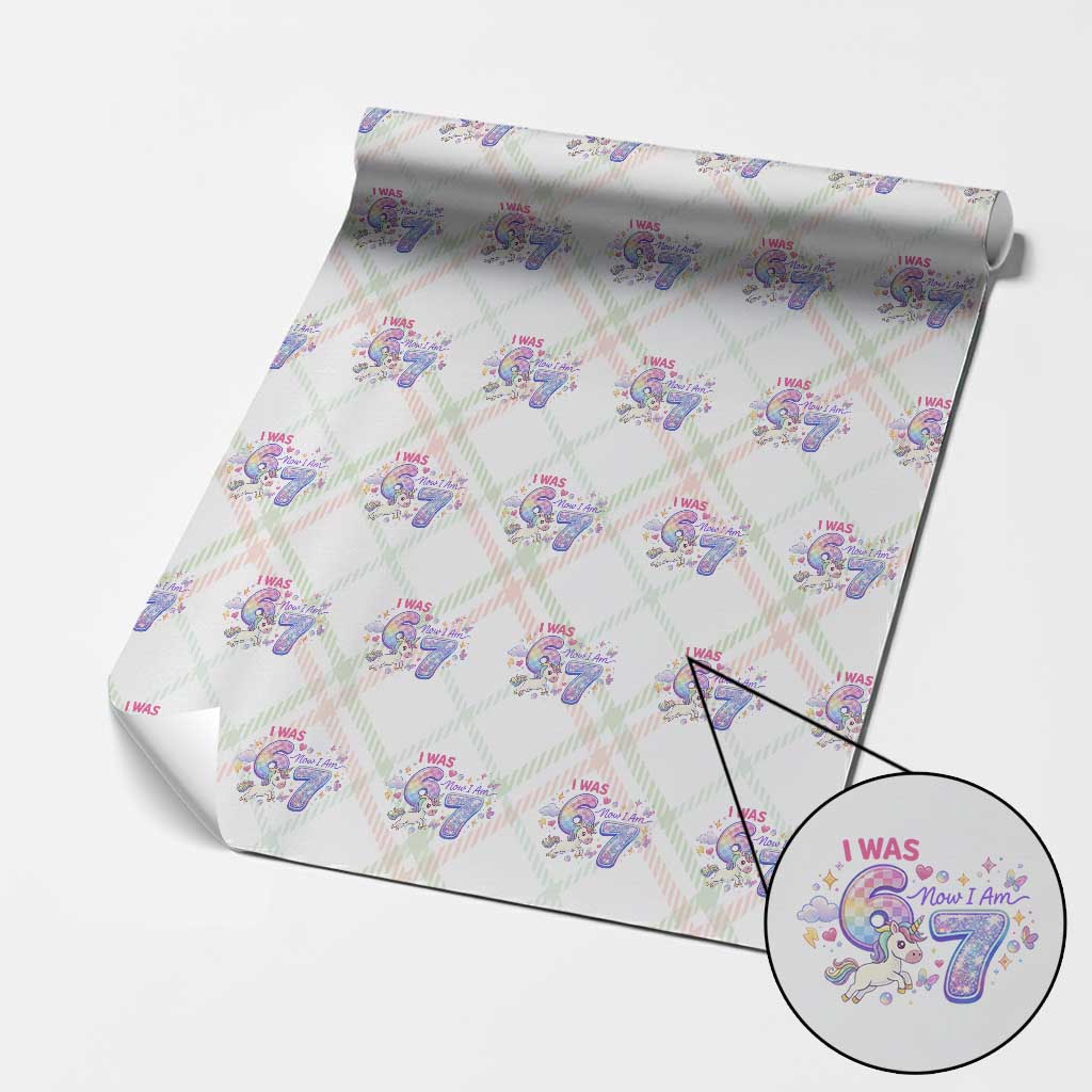 I Was 6 Now I Am 7 Wrapping Paper Roll Funny Birthday Alpha Kids TS12 Christmas Plaid Print Your Wear