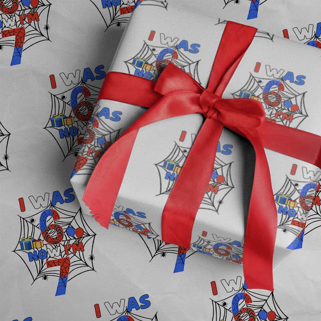 I Was 6 Now I Am 7 Wrapping Paper Roll Spider Themed Birthday Boy TS12 White Print Your Wear