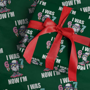 I Was 6 Now I'm 7 Wrapping Paper Roll Baseball Ice Cream Drip Number 67 Player