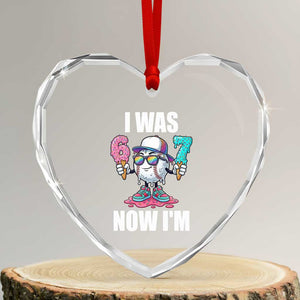 I Was 6 Now I'm 7 Heart Crystal Glass Ornament Baseball Ice Cream Drip Number 67 Player