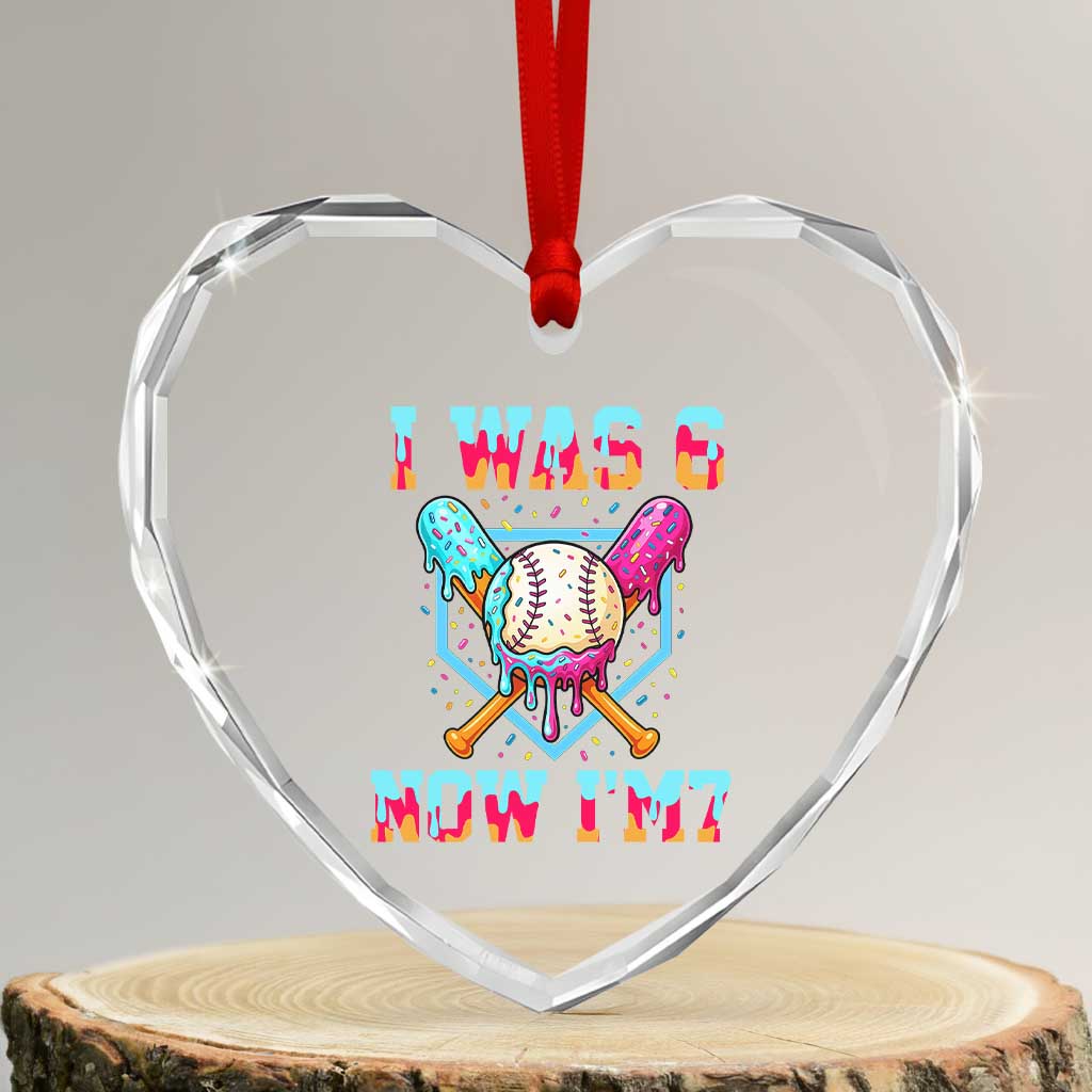 I Was 6 Now I'm 7 Heart Crystal Glass Ornament Baseball Ice Cream Drip Number 67 Player 67th Birthday