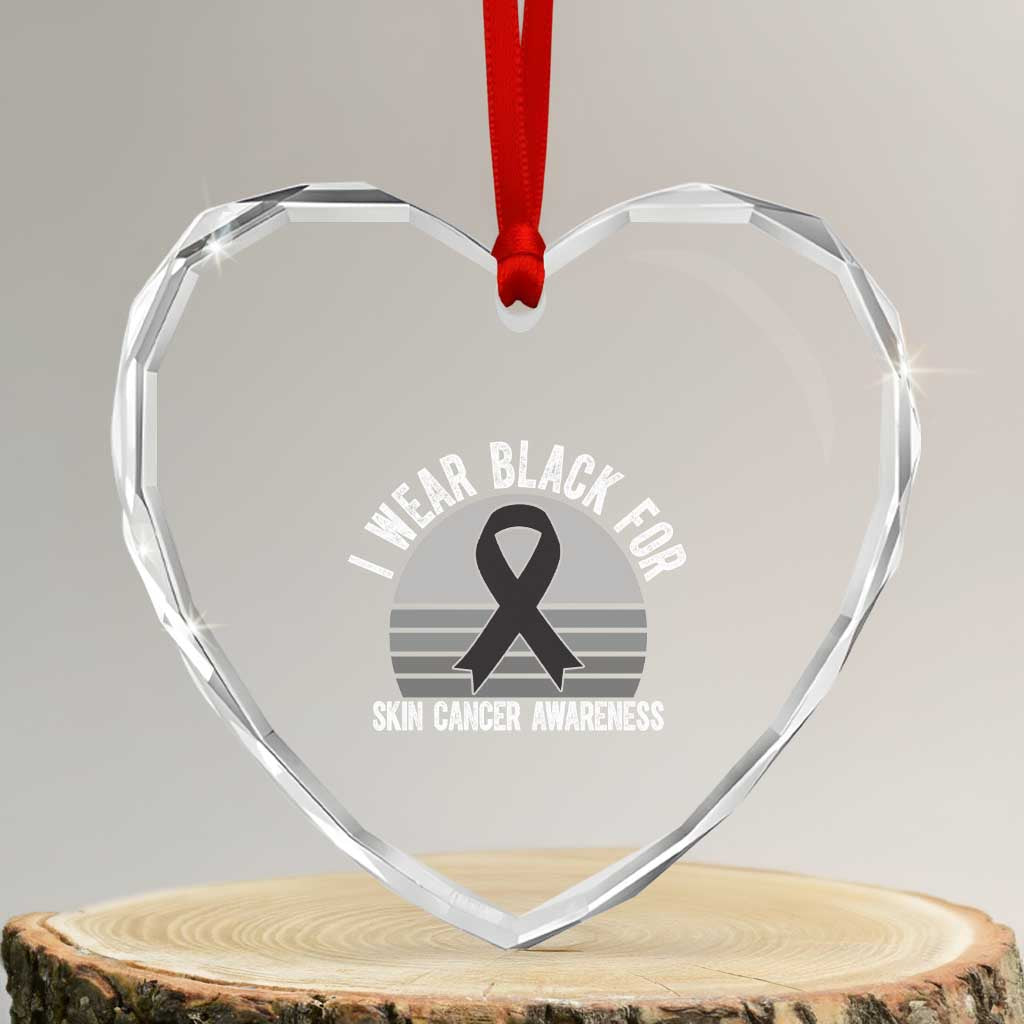 I Wear Black For Skin Cancer Awareness Heart Crystal Glass Ornament Retro Vintage Sunset TS12 Transparent Glass 3'' Heart Print Your Wear