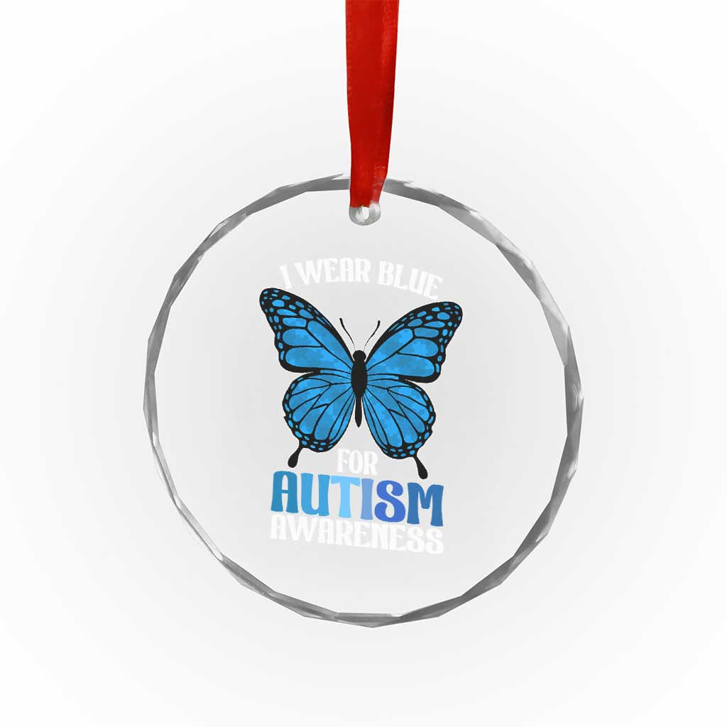 I Wear Blue For Autism Awareness Crystal Glass Ornament Blue Butterfly Puzzle Pieces TS11 Print Your Wear