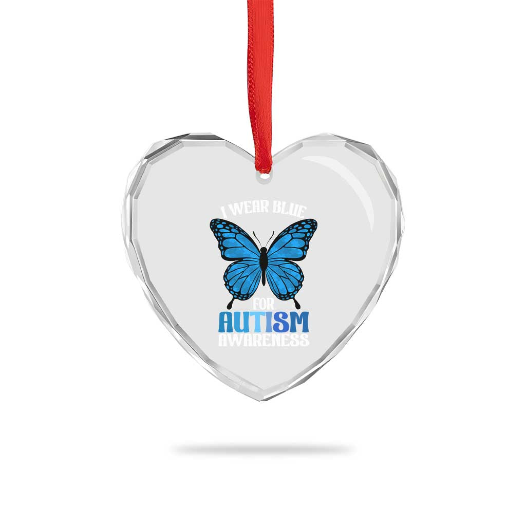 I Wear Blue For Autism Awareness Heart Crystal Glass Ornament Blue Butterfly Puzzle Pieces TS11 Print Your Wear