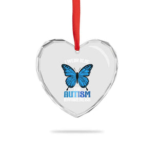 I Wear Blue For Autism Awareness Heart Crystal Glass Ornament Blue Butterfly Puzzle Pieces TS11 Print Your Wear