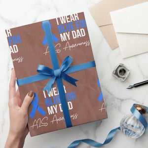 I Wear Blue For My Dad ALS Awareness Wrapping Paper Roll TS10 Mocha Print Your Wear