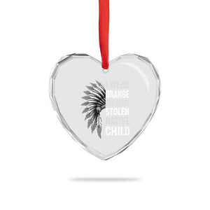 I Wear Orange For Every Stolen Native Child Heart Crystal Glass Ornament Orange Day TS10 Print Your Wear