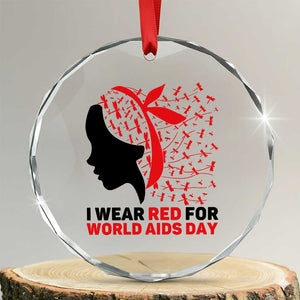 I Wear Red For World AIDS Day Crystal Glass Ornament HIV Awareness Dragonfly Support Gift TS12 Transparent Glass 3'' Circle Print Your Wear