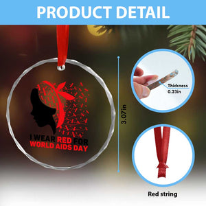 I Wear Red For World AIDS Day Crystal Glass Ornament HIV Awareness Dragonfly Support Gift TS12 Print Your Wear