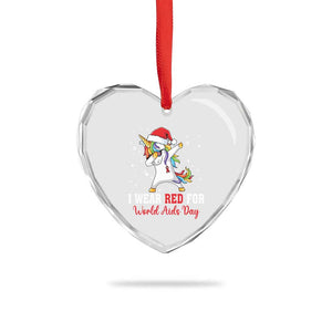 I Wear Red For World AIDS Day Heart Crystal Glass Ornament Santa Unicorn Dabbing Christmas Gift TS12 Print Your Wear