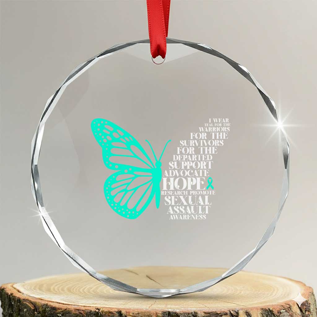 I Wear Teal For Sexual Assault Awareness Crystal Glass Ornament TS14 Transparent Glass 3'' Circle Print Your Wear