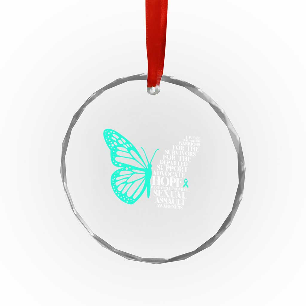 I Wear Teal For Sexual Assault Awareness Crystal Glass Ornament TS14 Print Your Wear