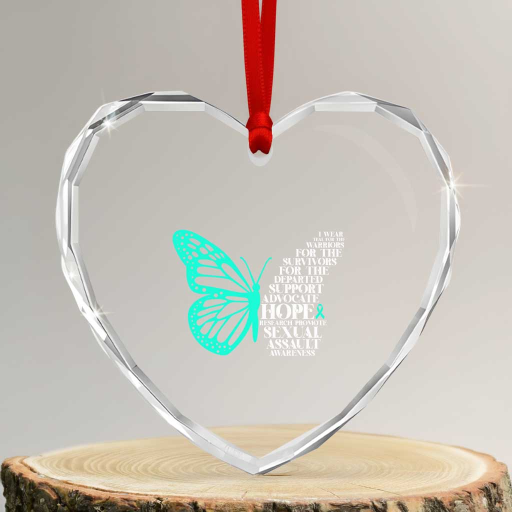 I Wear Teal For Sexual Assault Awareness Heart Crystal Glass Ornament TS14 Transparent Glass 3'' Heart Print Your Wear