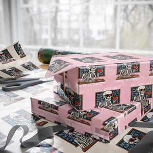 I Will Just Wait Until It Is Quite Wrapping Paper Roll Funny Skeleton Teacher TS14 Light Pink Print Your Wear