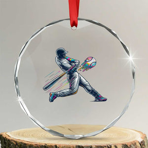 Ice Cream Baseball Player Dripping Game Day Crystal Glass Ornament TS11 Transparent Glass 3'' Circle Print Your Wear