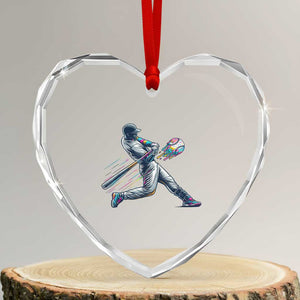 Ice Cream Baseball Player Dripping Game Day Heart Crystal Glass Ornament TS11 Transparent Glass 3'' Heart Print Your Wear
