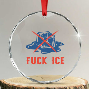 Ice Cube Anti ICE Immigration Human Rights Meme Crystal Glass Ornament TS14 Transparent Glass 3'' Circle Print Your Wear