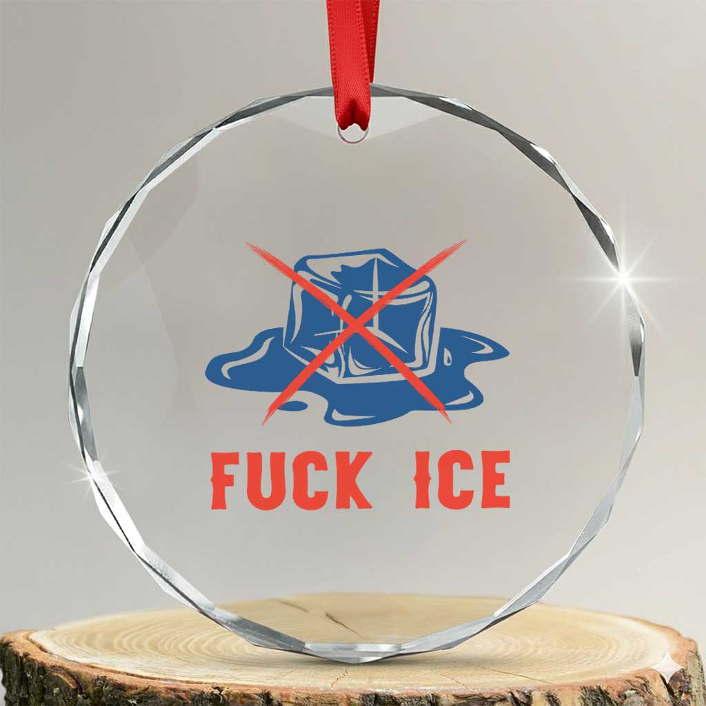 Ice Cube Anti ICE Immigration Human Rights Meme Crystal Glass Ornament TS14 Transparent Glass 3'' Circle Print Your Wear