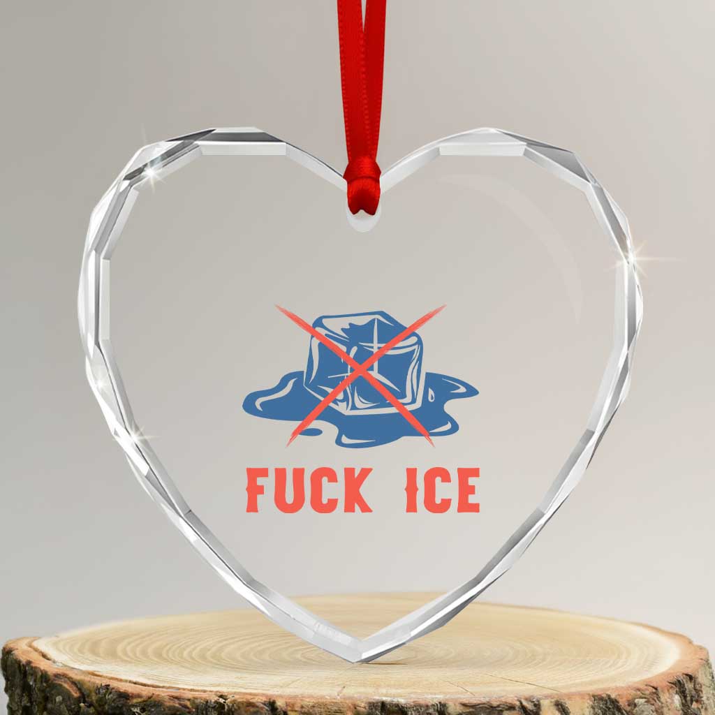 Ice Cube Anti ICE Immigration Human Rights Meme Heart Crystal Glass Ornament TS14 Transparent Glass 3'' Heart Print Your Wear