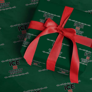 Ice Equals American Gestapo Wrapping Paper Roll Barbed Wire Protest Political Resistance TS02 Green Print Your Wear