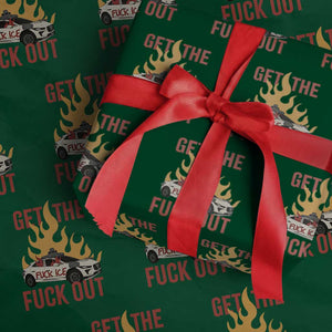 Ice Get the F Out Burning Car Graphic Wrapping Paper Roll Against Ice Protest Resistance TS02 Green Print Your Wear