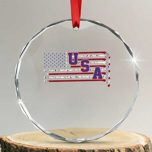 Ice Hockey Sticks American Flag Crystal Glass Ornament Patriotic Hockey Fan TS14 Transparent Glass 3'' Circle Print Your Wear