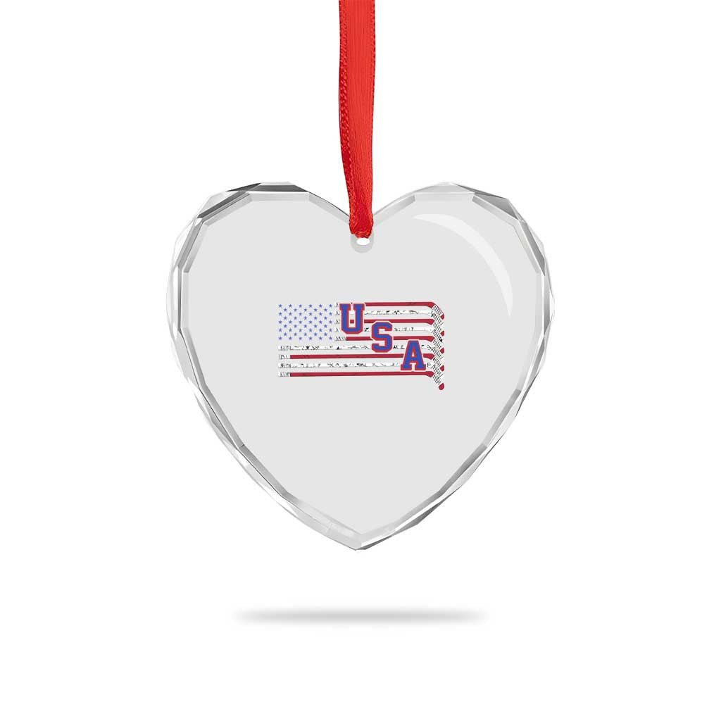 Ice Hockey Sticks American Flag Heart Crystal Glass Ornament Patriotic Hockey Fan TS14 Print Your Wear