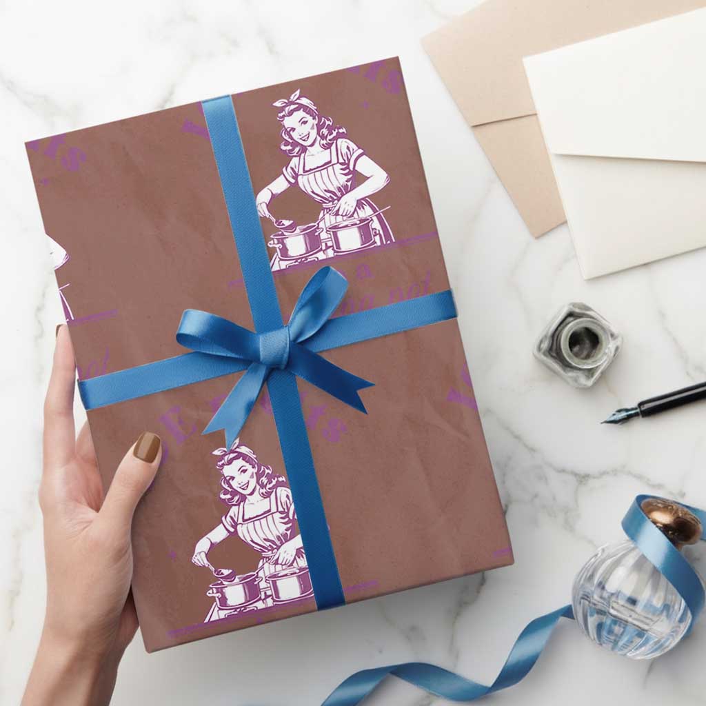 Ice Melts In A Melting Pot Wrapping Paper Roll Funny Cooking Woman Retro Feminist Political Statement TS02 Mocha Print Your Wear