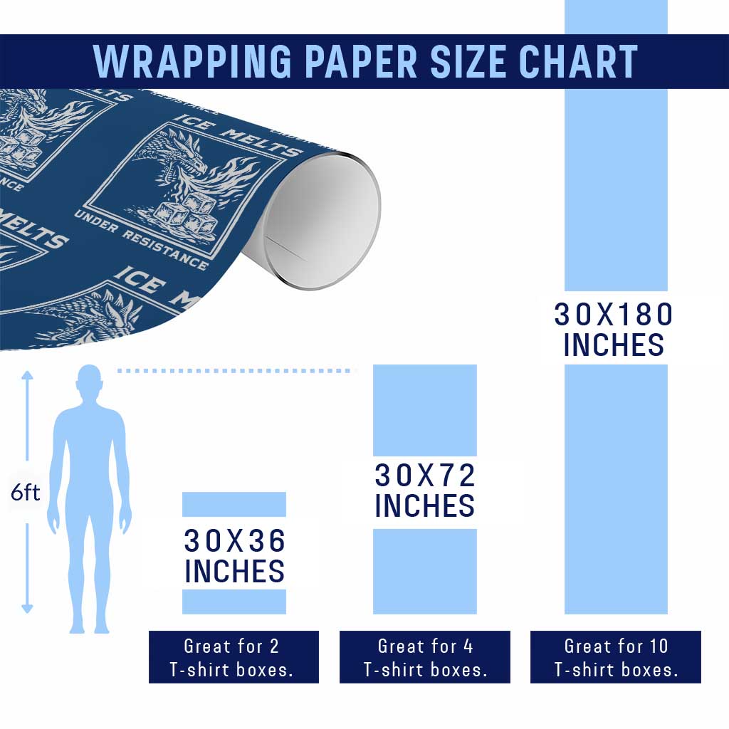 Ice Melts Under Resistance Wrapping Paper Roll Against Ice Protest Dragon Graphic with Fire TS02 Print Your Wear