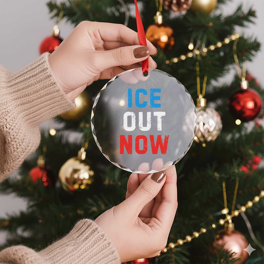 Ice Out Crystal Glass Ornament Minneapolis Resist ICE Immigration Rights Protest TS14 Print Your Wear
